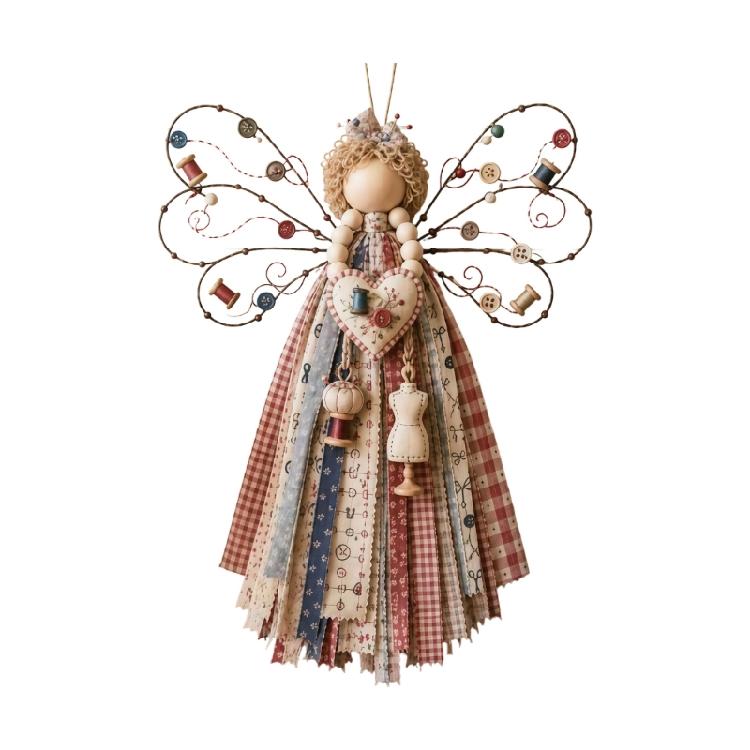 Angel Hanging Display Set for Indoor Rooms, Fabric Body Panels, Wire Outline and Hanging Cord Included for Use