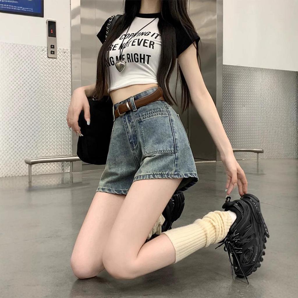 Women's Retro A-Line Wide-Leg Denim Shorts, Summer 2025: Slimming, High-Waisted, Trendy, Loose-Fit Hot Pants for Students
