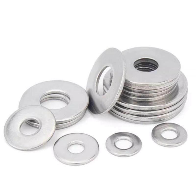 304 Stainless Steel Thickened Flat Washer Set, Sizes 2-36