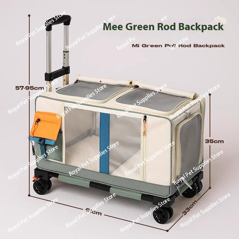 Trasportino Grande per Gatti e Cani con Finestre Trasparenti Doppi Spallacci e Design a Trolley da Viaggio Traspirante da Esterno
