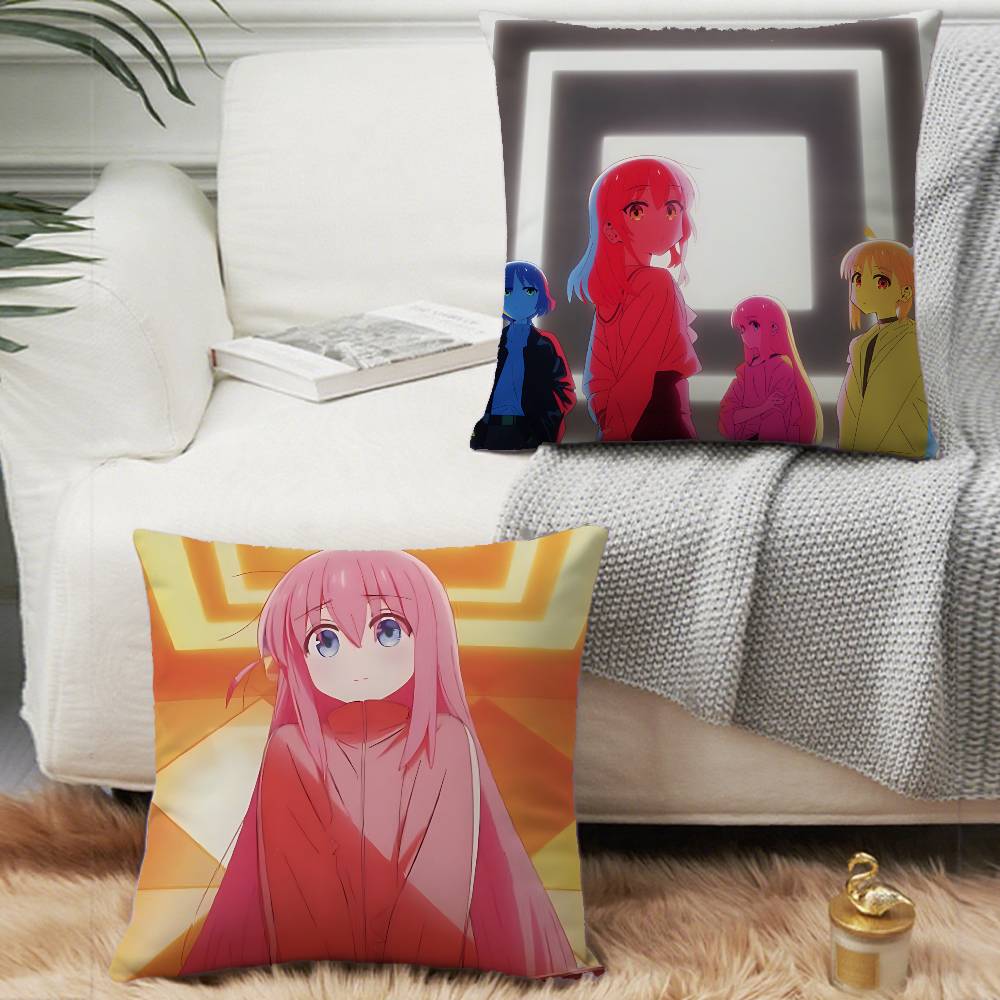 1PC Anime Bocchi The Rock Pillow Case Square  Bedroom Sofa Leisure Comfort Cushion Car Home Decoration Pillowcase 40x40