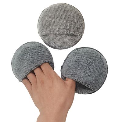 4 Pcs 5" Round Car Care Microfiber Pocket Sponge,Auto Wax Applicator Pad,Car Detailing Hand Polishing Pad