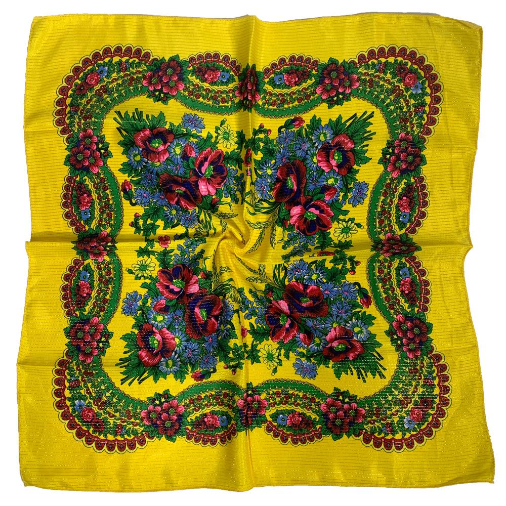 Women Square National Scarf 70*70Cm Russian Retro Floral Print Head Scarves Bandana Foulard Femme Muslim Headwrap Babushka Scarf
