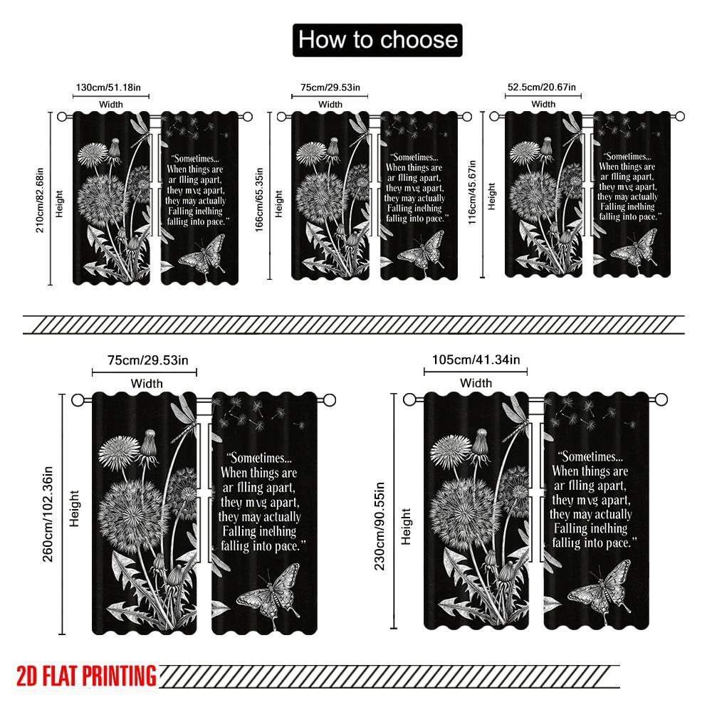 2pcs 2D flat printing Drapes Dragonflies Dandelions Falling Place Fabric Without Electricity Party Decorations for Photo Booths