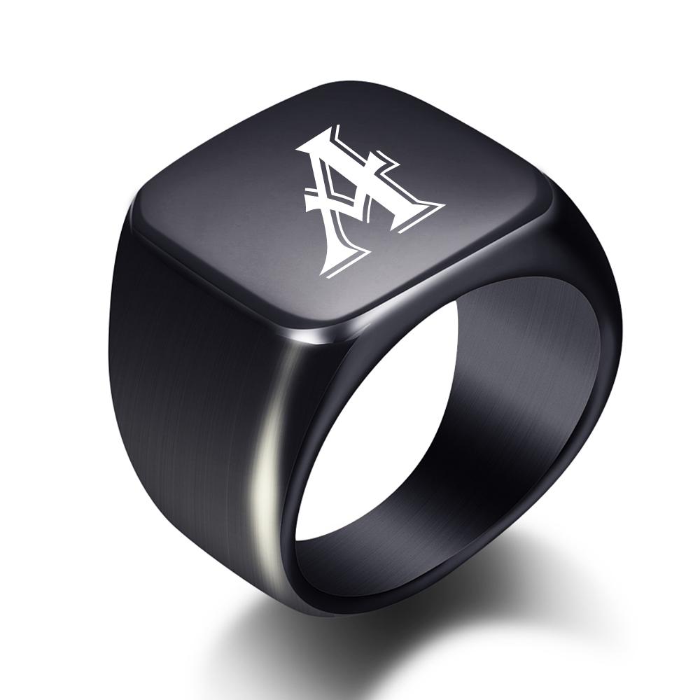 2025 Minimalist 26-Letter Smooth Titanium Steel Ring, Stainless Steel, 18MM Wide, Unisex