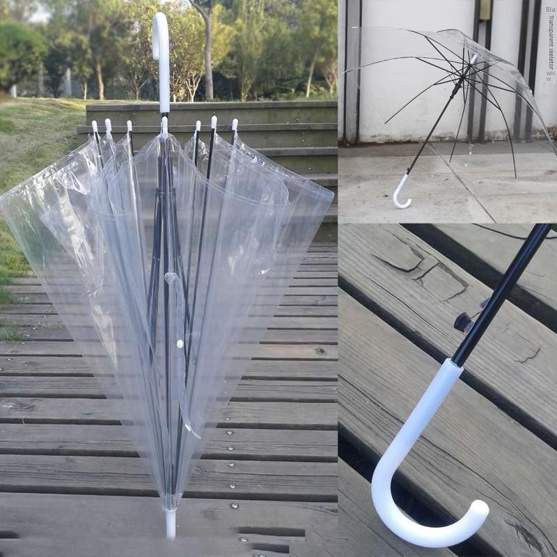 Transparenter Regenschirm, Verdickt und Groß, Automatisch, Transparent, Weiß, Trendig, Unisex, Langer Gerader Griff, Staffelei zum Malen