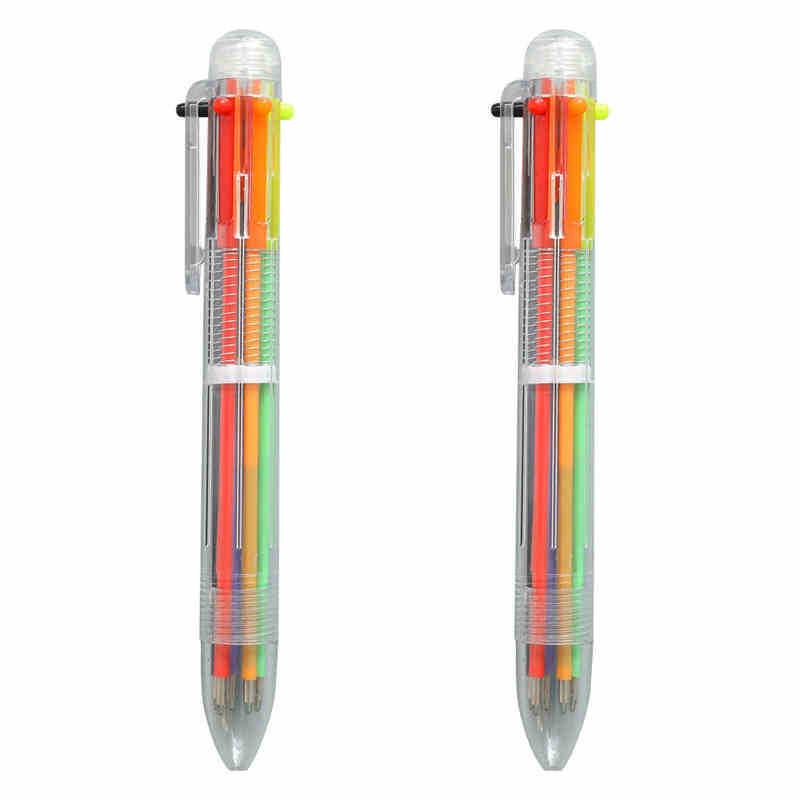 Six-Color Cute Cartoon Ballpoint Pen with Push Button