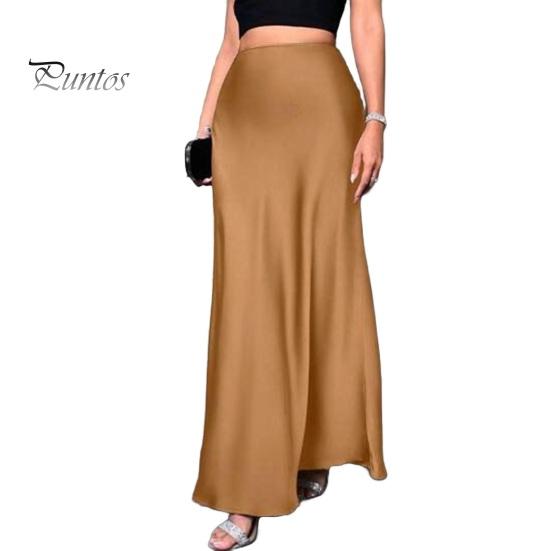 

Женская юбка-рыбий хвост с высокой талией, однотонная, гладкая, А-силуэт, макси-юбка для работы, отдыха, повседневной носки S темно-коричневого