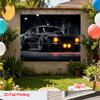 2D Plane, 1 Modern Muscle Car Photo Background - Realistic Classic Car, Smooth Lines and Dynamic Curves