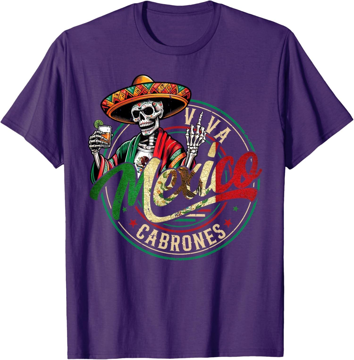 

Funny Skeleton Viva Mexico Independence Day Unisex T-Shirt 5XL різнокольоровий