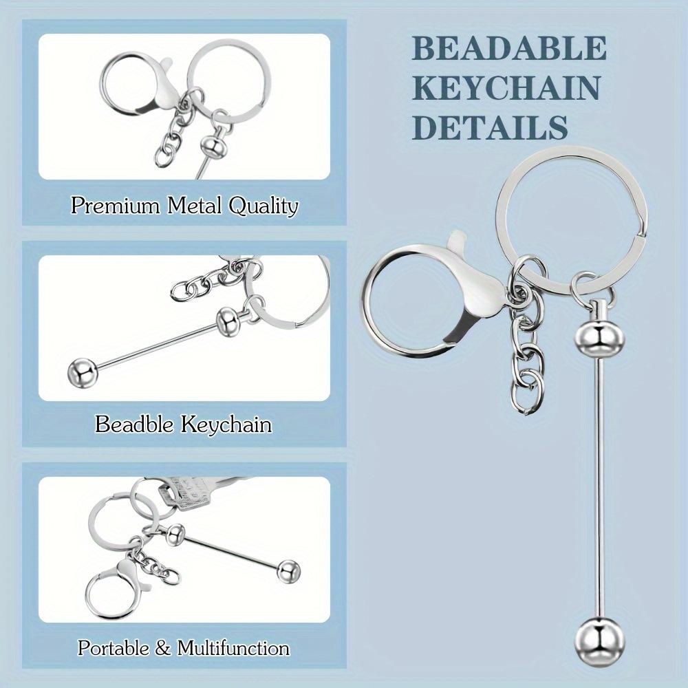 5pcs Beadable Keychain Bar, Alloy Blank Beaded Keychain Blanks For Pendant Beads DIY Keychain Making Supplies Jewelry Making Gift