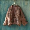 Johnature Dámské potisk květinový pásek vycpaná bunda Vintage plátěné kabáty podzimní bundy s dlouhým rukávem na knoflíky v čínském stylu