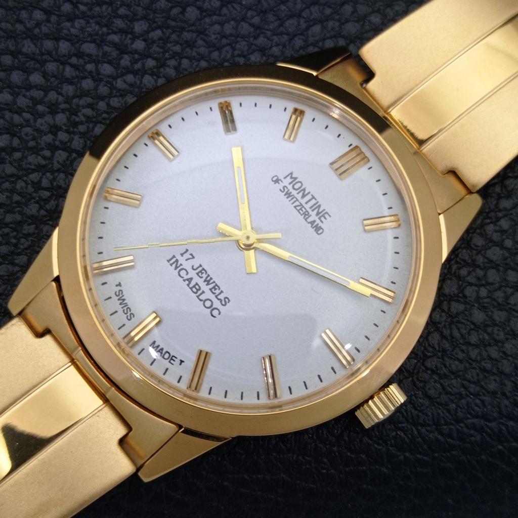 ZREKONSTRUOVANÉ VINTAGE PÁNSKÉ ZLACENÉ HODINKY MONTINE OF SWITZERLAND 17J a285404-10