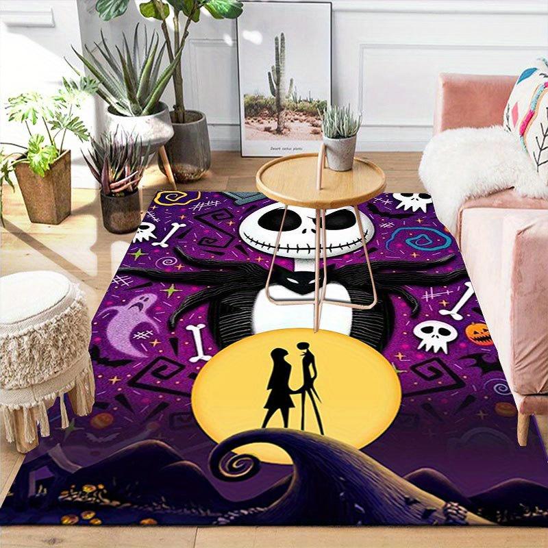 1pc Disney Jack Skellington Pattern Carpet Area Rug Non-slip Carpet Hand Washable Floor Mat Suitable For Living Room Bedroom Home Decor
