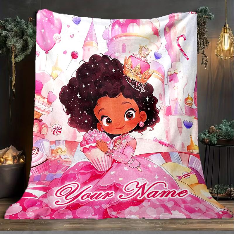 1PC Custom Name "Princess Sweet Dreams" outdooor Flannel blankets Patterns Throw Blanket All-Season Soft Gift for Couch, Bed, Camping gifts