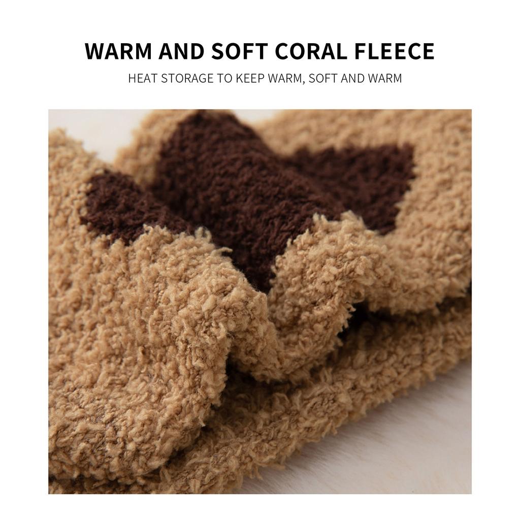Winter Socks Women Fashion Cartoon Coral Thickened Plush Knee High Socks Cozy Warm Thermal Soft Winter Legwear Stylish Comfy