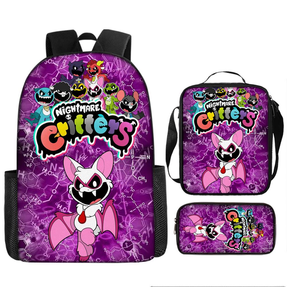 Poppy's Playtime 4 Elementary School Bag Nightmare Critters Large Capacity Backpack 3-piece Set