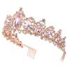 Gorgeous Pink Crystal Crown Royal Queen Tiaras Headbands for Girls Prom Bridal Crowns Bride Diadem Wedding Hair Jewelry
