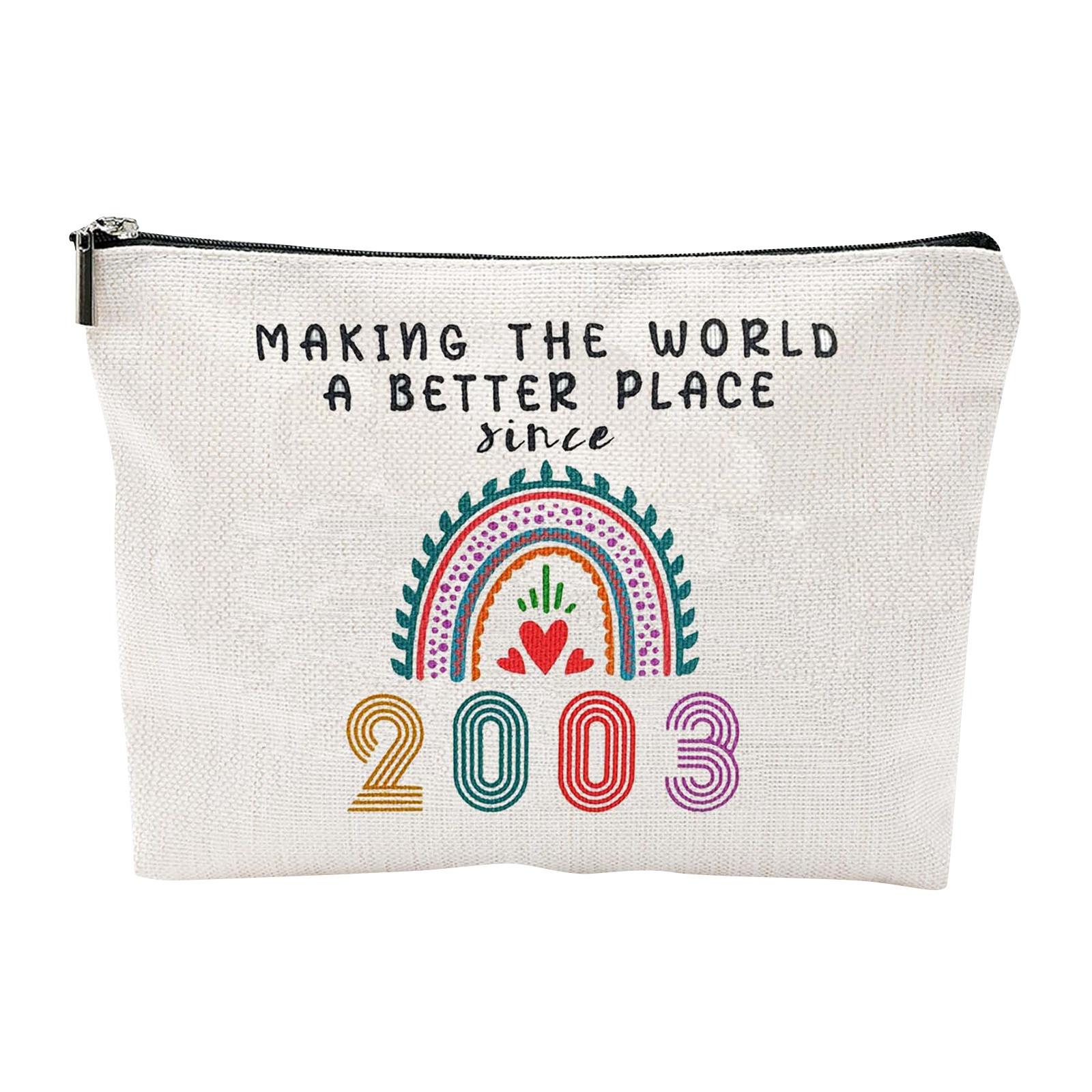 

Женская косметичка на день рождения, льняная водонепроницаемая сумка на молнии One Size