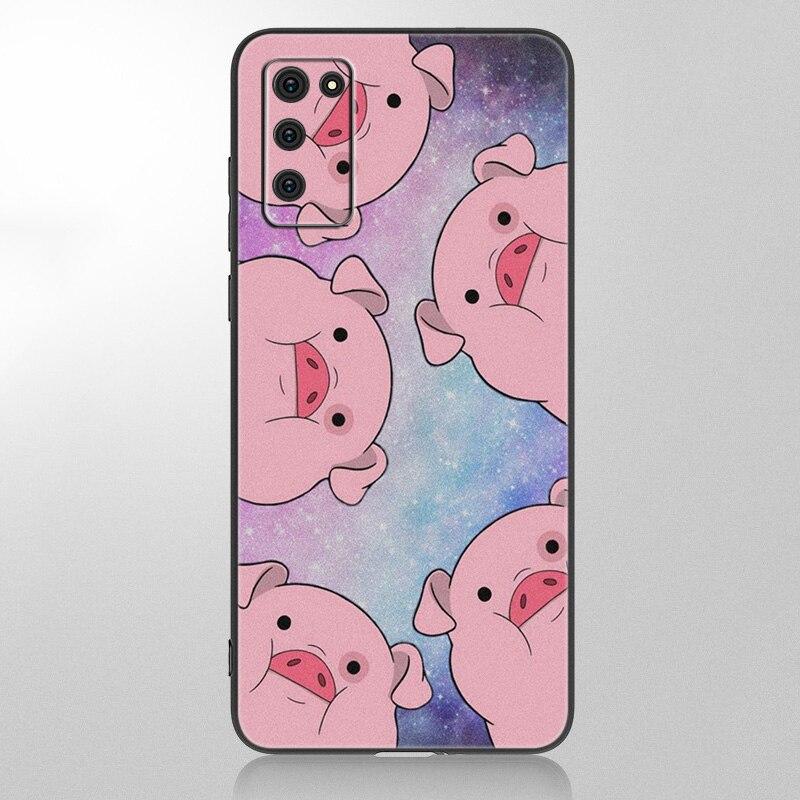 Cartoon Cute Pig Phone Case For Samsung Galaxy A12 A02S A22 A32 A52 A72 A71 A51 A41 A31 A21 A11 A50 A70 A10S A20S Black Cover