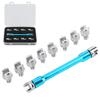Motorcycle Spoke Wrench Set, CNC Machined, 5.0-6.8mm, 10 Interchangeable Tips Included, 93mm Length, for Tire Spoke Adjustment and Maintenance (Blue)