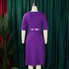Women's Autumn Fashion Elegant Temperament Solid Color Five Quarter Sleeve Dress