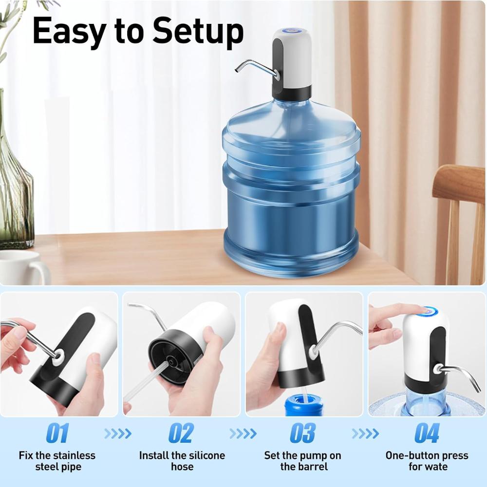 1pcs Water Dispenser, Portable Automatic Water Bottle Pump, USB Charging Electric Water Dispenser Pump, with Silicone Hose and Stainless Steel Nozzle