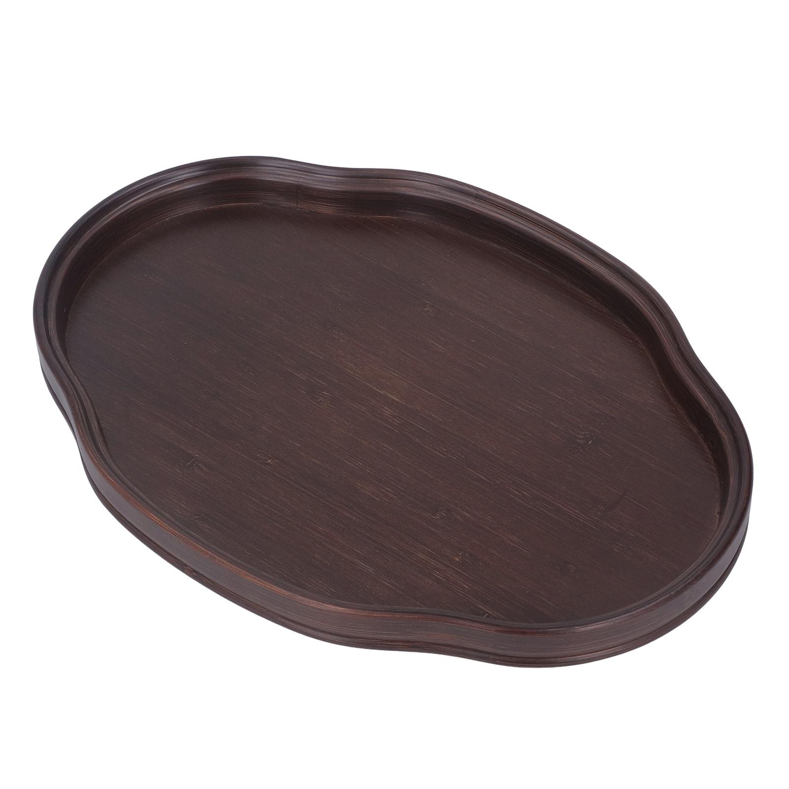Tea Tray Walnut Color Bamboo Serving Tray Refreshments Plate for Coffee Table Kitchen Living Room