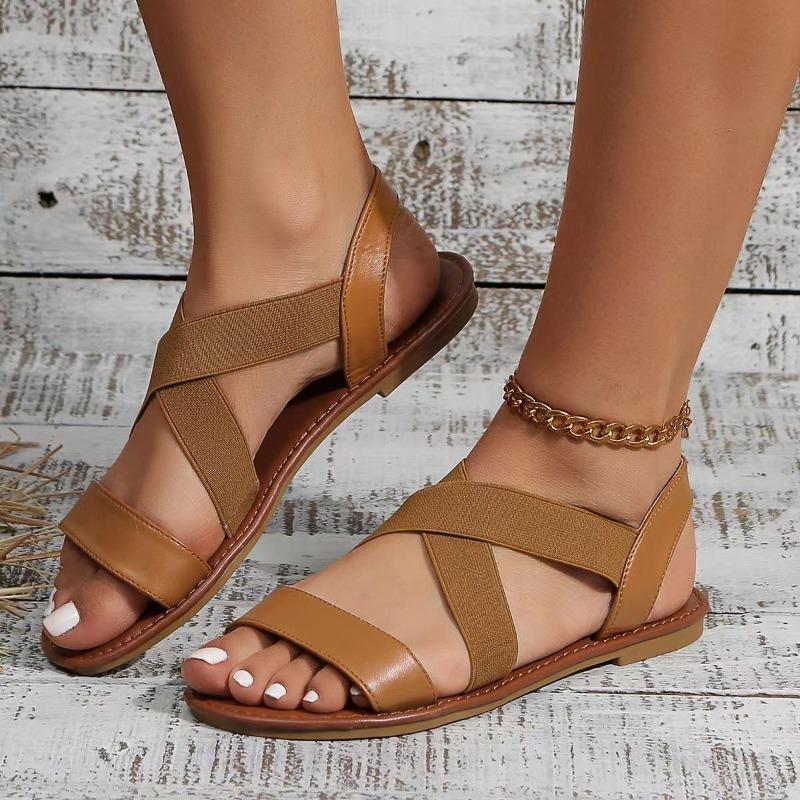Fashion Womens Sandals 2025New Casual Roman Sandal Summer Peep Toe Beach Sandals for Women Outdoor Non Slip Flat Sandals Sandalias Mujer