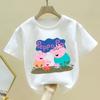 Peppa Pigs T-shirt for Children Cartoon Anime Tee Top Fashion Round Collar Clothes Boys Girls Short Sleeve Kids Clothing Gift