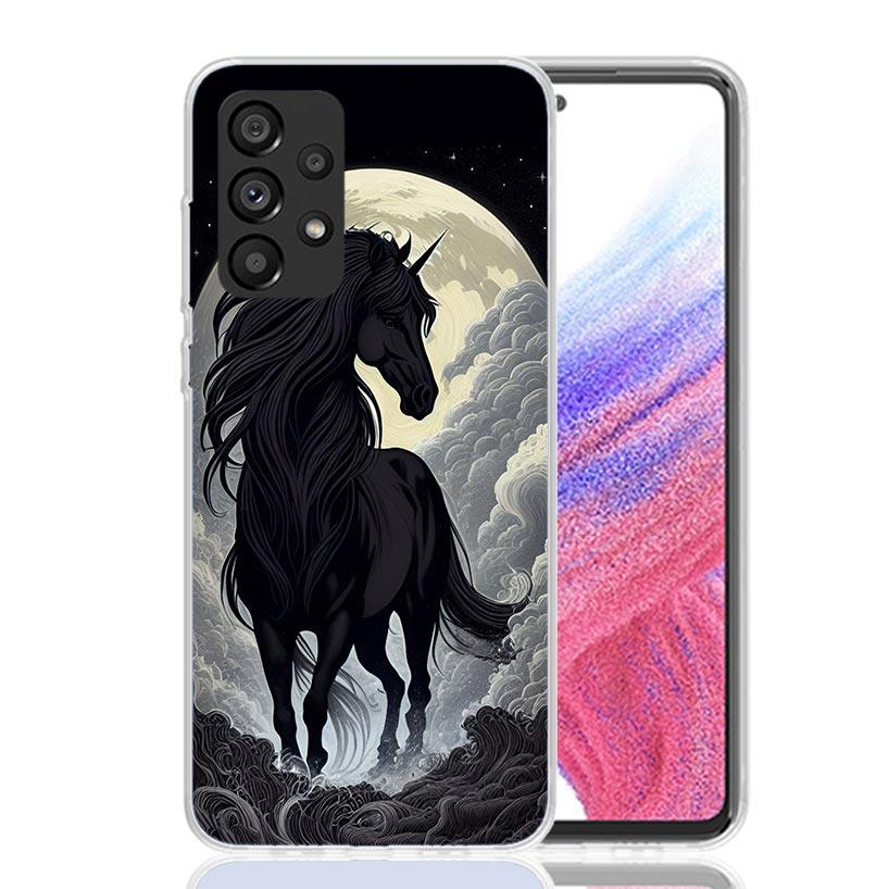 Animal Black Horse Phone Case For Samsung Galaxy A13 A14 A15 A16 A17 A53 A54 A55 A56 A33 A34 A35 A36 A23 A24 A25 A26 A05S A04S G