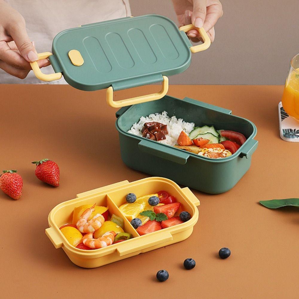 Two-Compartment Double-Layer Lunch Box Microwavable Food Storage Containers  School