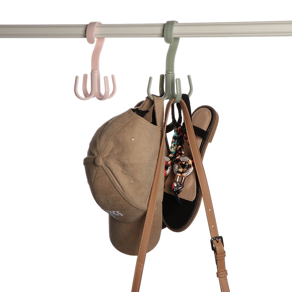 Shelf Storage Storage Hook Tie Holder 4 Hook Multifunction Rotating Four-claw Hook Plastic Hanger