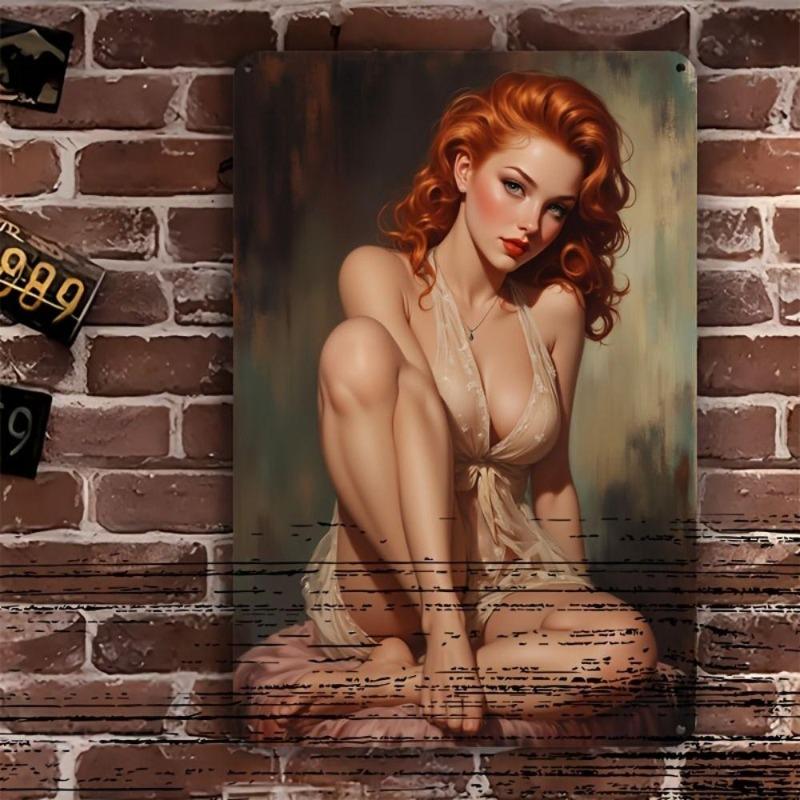 Pin-Up Girl Blechschilder, Garage Werkstatt Metalldekor 20x30cm