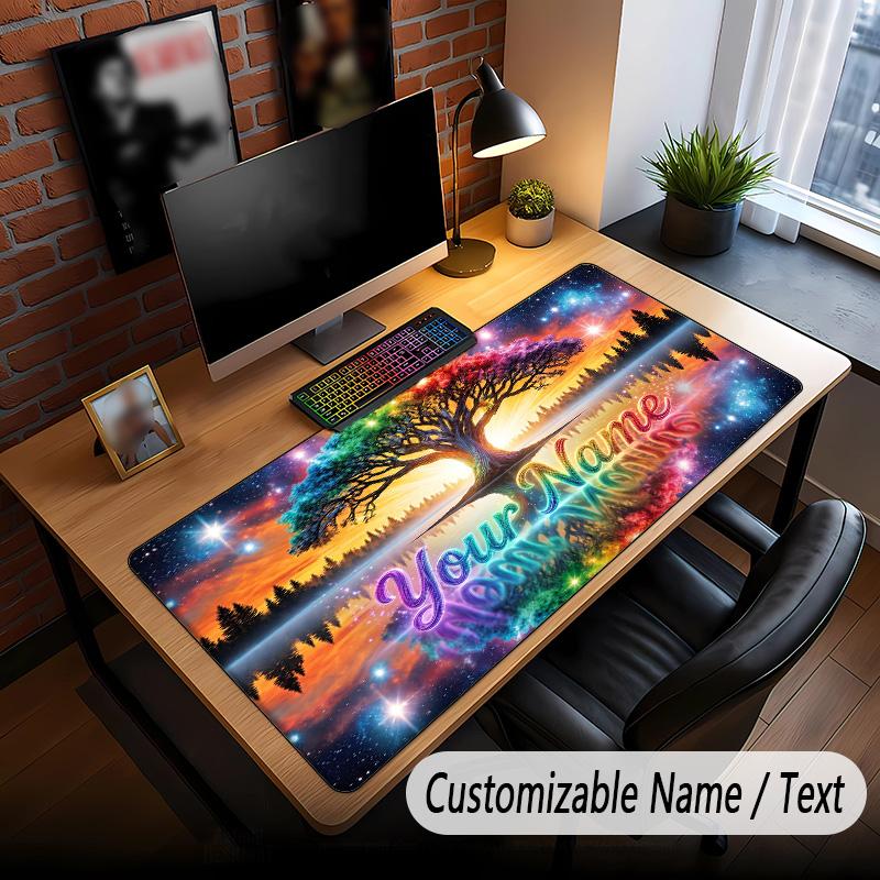 Tree of Life Theme Custom Mouse Pad Personalized With Name Text Customized Desk Mat For Office Home Decor
