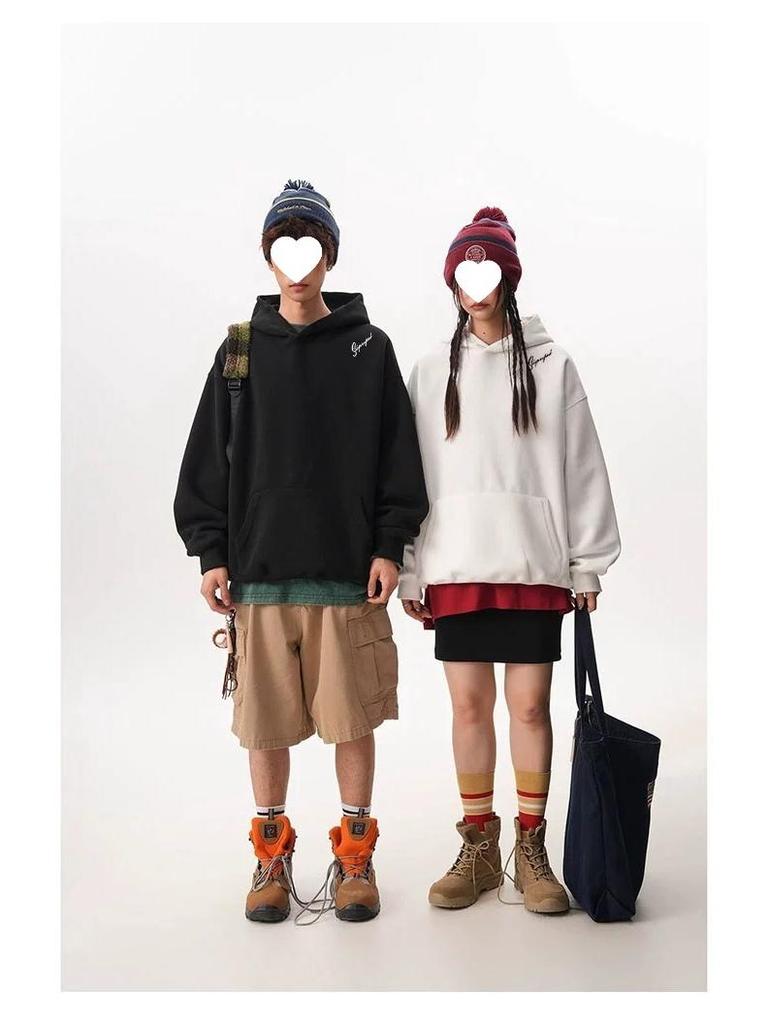 Unisex Embroidered National Trend One-Shoulder Hoodie - Autumn/Winter Loose Fit, Versatile Casual Top