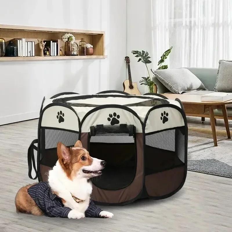 Große Hundekäfige, Hundehütte, faltbares Haustierzelt, Zwinger, achteckiger Zaun, Welpenunterschlupf, einfach zu bedienen, für den Außenbereich, einfache Bedienung, Katzenzäune