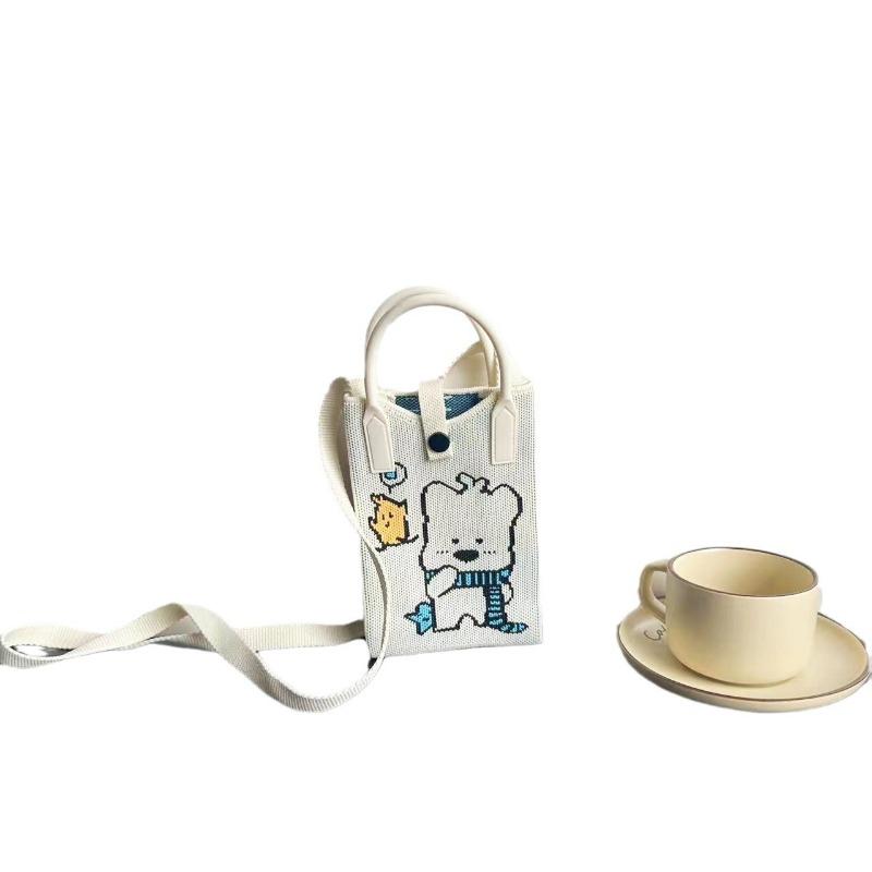 Premium Sense Ns Mobile Phone Bag New Cartoon Knitted Bag Dopamine Niche Versatile Messenger Shoulder Bag Handbag