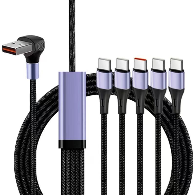 USB A To 5 Port Type-C 5 Pin Charging Data Cable Splitter Cord Universal 66W USB Fast Charging Cord for Phone Tablet