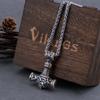 Rustfritt Stål Viking Vintage Tors Hammer Halskjede Menn Punk Biker Amulett Anheng Herresmykker Gave til Kjæreste