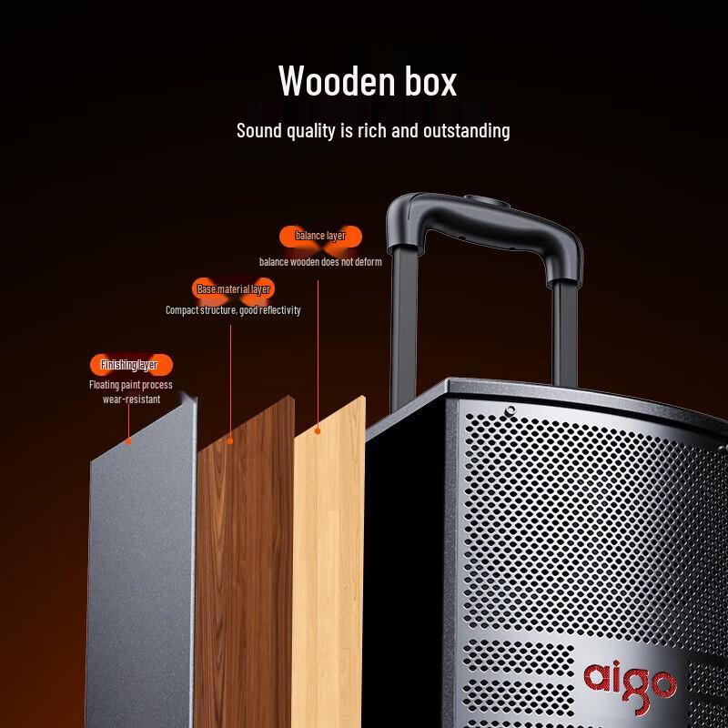 aigo S308 8-inch Portable Bluetooth Trolley Speaker with Mic