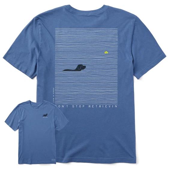 Life is Good. Men s Black Lab Retrievin  Crusher Tee, Vintage Blue 3XL