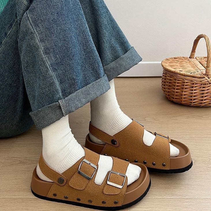 Fashion Fashion Versatile French Heightening Platform Sandals Women's 2025 New Summer Wear One and A Half Slippers