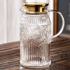 Easy to Cleaning Glass Water Pitcher with Retro Sun Pattern Lid Large Capacity for Family Gatherings and Homes Kitchen Use