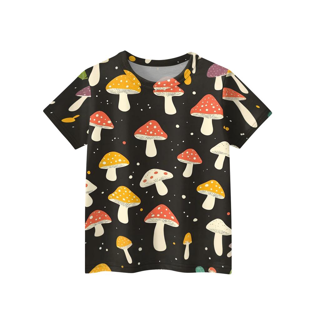 Kinder bedrucktes Rundhals Kurzarm Freizeit-T-Shirt