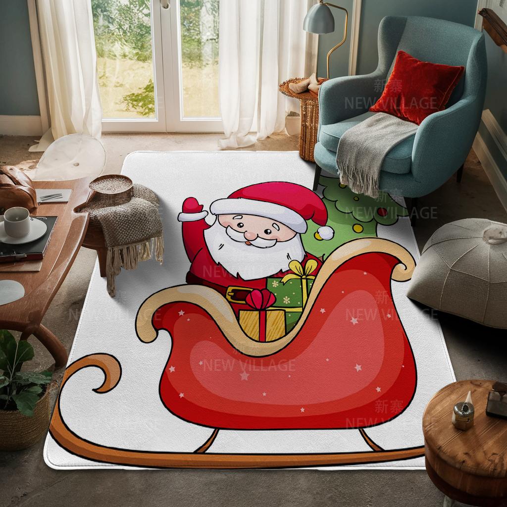House Entrance Carpet Home Door Mat Living Room Bath Foot Bathroom Non-slip Water Absorption Rugs Bath Merry Christmas Winter
