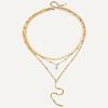 Initial Butterfly Necklace Unisex Personalized 18K Gold Stainless Steel Link Chain Frosted Style Pearl Europe America Style All