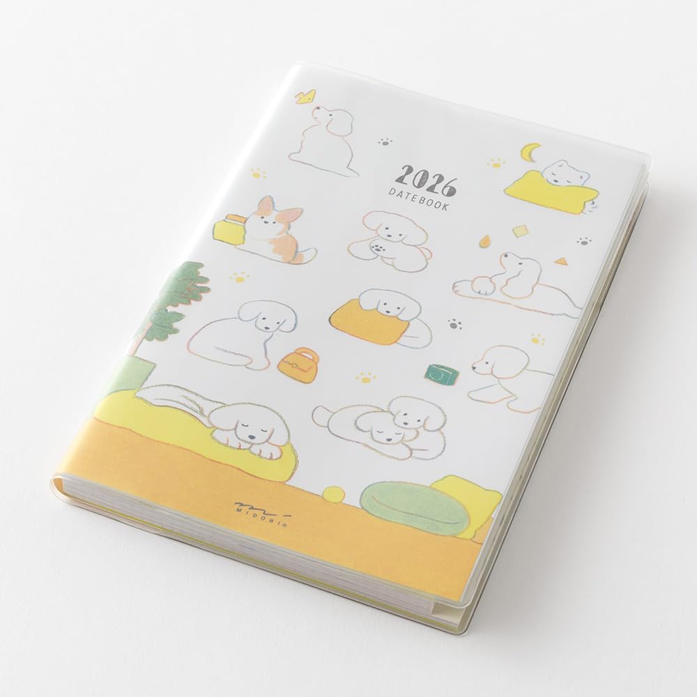 Midori Pocket Dog 22372006 January Diary, 2026, B6, Weekly, Pattern, (Starts 2026)