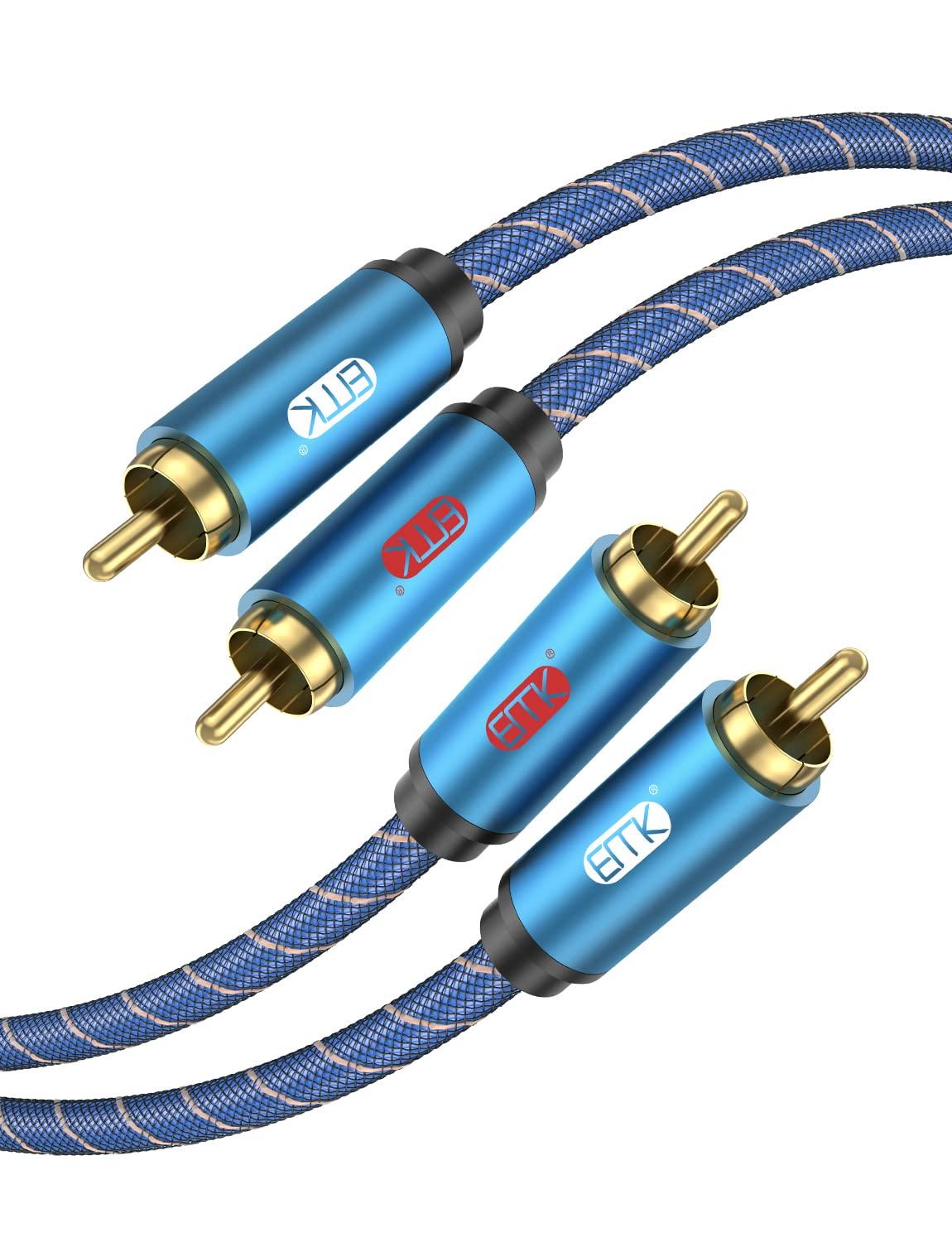 

RCA Cable EMK 2RCA to 2RCA Stereo Audio Conversion Cable 3M Branch Type Center Pin Y Distribution Cable RCA Audio Cable Compatible with Room CD