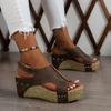 Fashion Women Wedge Sandals Summer Footwear Black Platform Sandals for Women Rubber Sole Buckle Peep Toe Elegant Woman's Shoes Sandalias